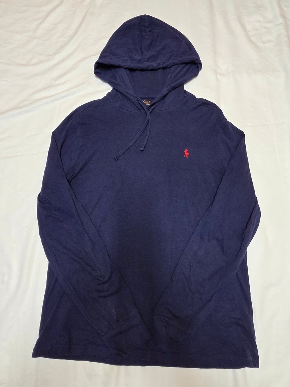 Polo by Ralph Lauren Navy Hooded Long-Sleeve with Red Pony Embroidery